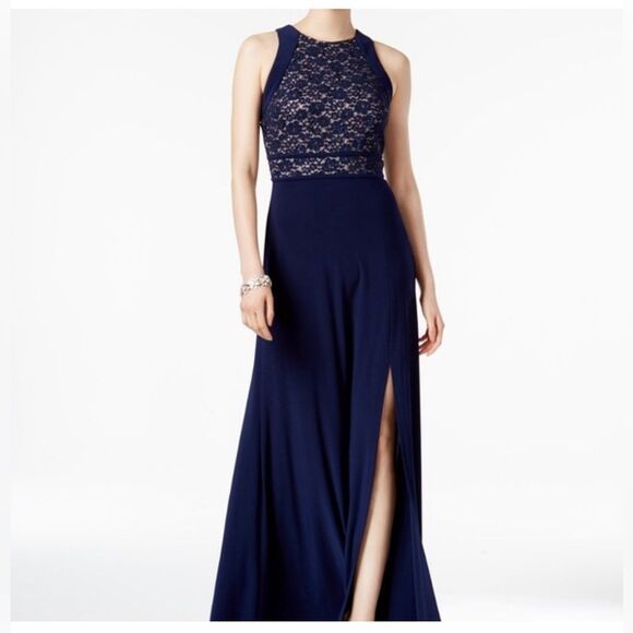 Nightway Formal Sequins‎ Navy Maxi Dress Size 6 - Picture 1 of 9